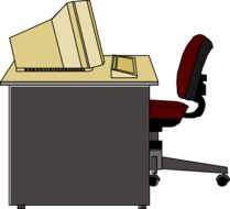 office desk with computer as graphic illustration