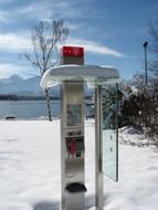 telephone booth in the snow