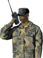soldier with walkie-talkie as a graphic illustration