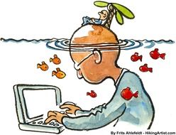 island computer laptop man glasses