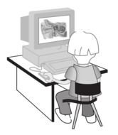 child at the computer drawing