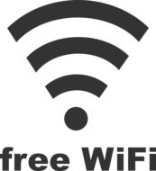 Black free wifi connection drawing on white background