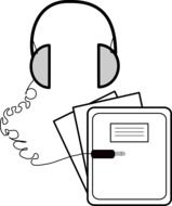 İllustration of notebook and headphones