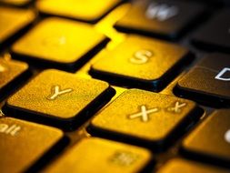 keyboard under yellow light
