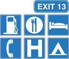 set of blue signs