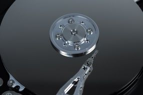 Top view of the hard drive's reading heads