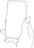 smart phone in the hand drawing
