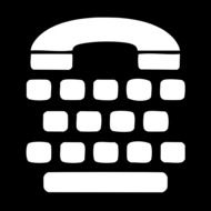 Black and white schematic image of a phone