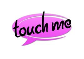 inscription "touch me" on a pink background
