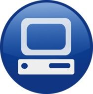 blue ball with computer symbol