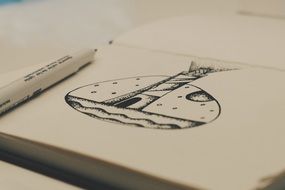 pencil drawing on a notebook