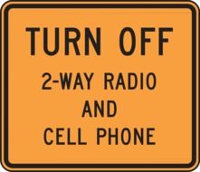 road information turn off 2-way radio and cell phone drawing