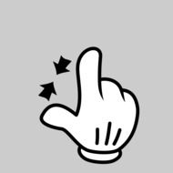 hand finger with opposing arrows indication