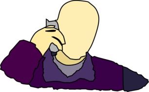 drawing of a man without a face with a mobile phone