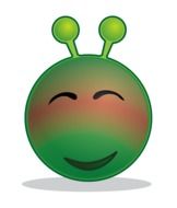painted green smile with horns