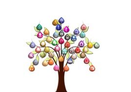 multimedia icons on a tree