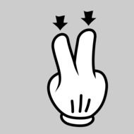 two handfingers gesture with indication arrows