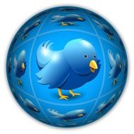 globe with twitter bird