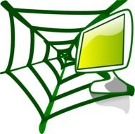 drawing of a monitor on a green web