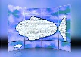 abstract fish in water, computer graphics