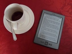 cup of coffee and e-book