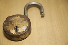 weathered old padlock