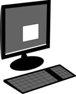 drawn black computer with white square on the screen