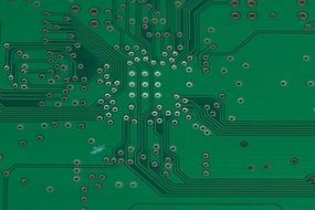 Green motherboard close-up