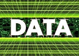 The word "data" on the background of microcircuits