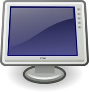 painted computer with blue display