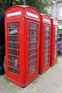 Famous red telephone boxes in the England