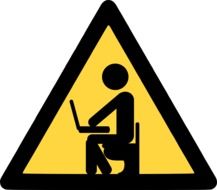 privacy, user with laptop computer, triangular icon