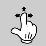 hand finger with three sides indication arrows