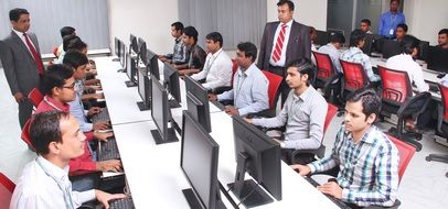 classroom with computers