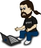 graphic image of a bearded man with a laptop