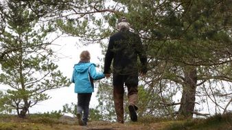 walking with family