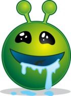 happy alien smiley face with drooling slobber