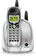 silver handset of cordless telephone, render