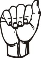 Black and white drawing of hand language clipart