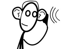 Black and white drawing of hearing clipart