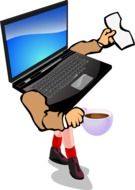 drawing of a laptop with arms and legs