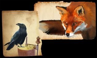 drawing graphic tablet - fox and crow
