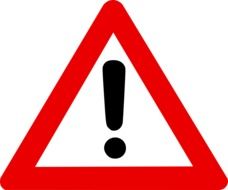 Exclamation mark in red triangle warning sign