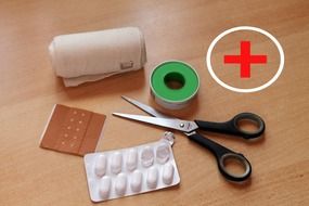 medical patch tablets scissors