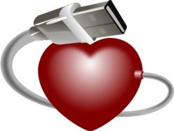 clipart of the computer cabel and heart