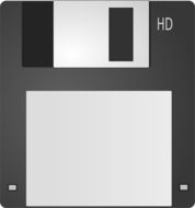 painted gray floppy disk on a white background