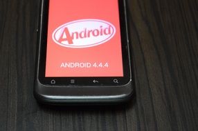 Smartphone with the inscription on the screen 