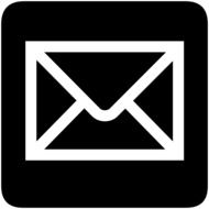 White envelope icon on black background