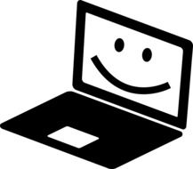 graphic image of a laptop with smiley on the screen