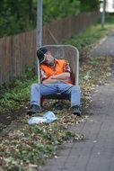 Photo of sleeping worker